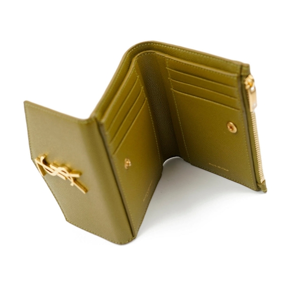 Rare Saint Laurent YSL Uptown Compact Wallet in Grain De Poudre Embossed Leather - Picture 6 of 12